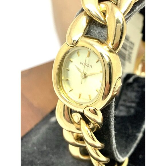 Fossil Women's Watch ES3460 Curator Quartz Gold Dial Stainless Steel Tank 20mm - Picture 1 of 11